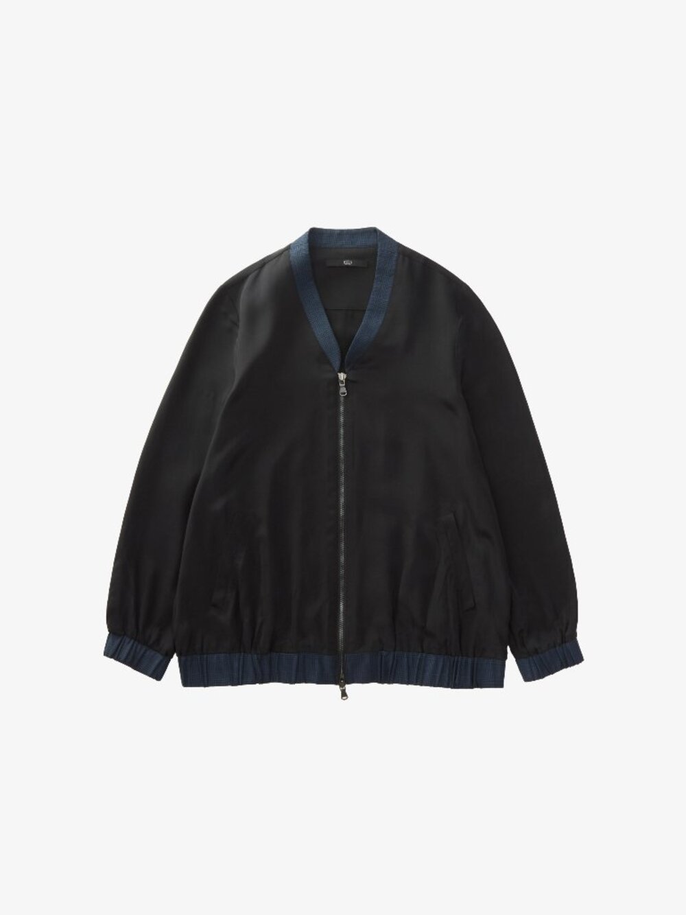 Tibi Black & Navy Textured Trim Bomber Jacket 🖤💙